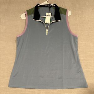 Stylish Women's Sleeveless Top - Blue and Black